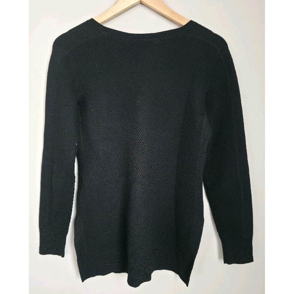 Athleta Black Merino Wool Blend Sweater XS Textured Lightweight Cozy Top - Picture 4 of 10